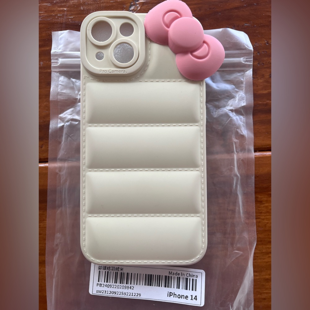 Cream and Pink iPhone 14 Case